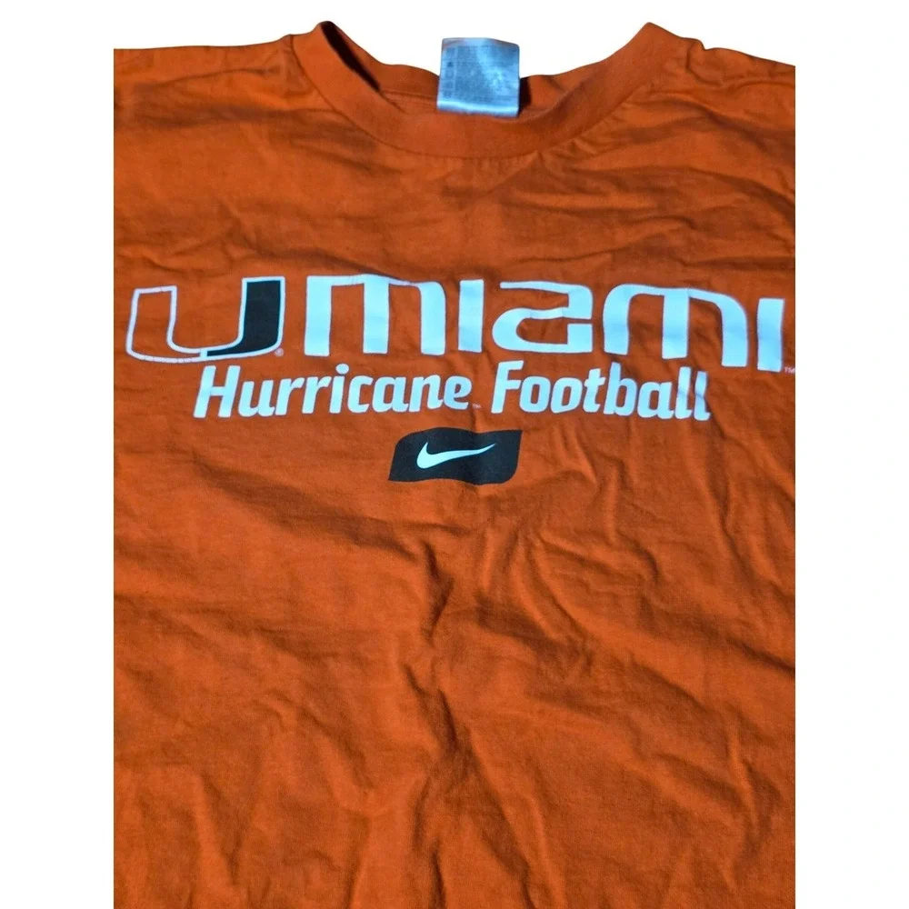 Nike Team University of‎ Miami Hurricanes Football T-Shirt Orange Mens Large A1